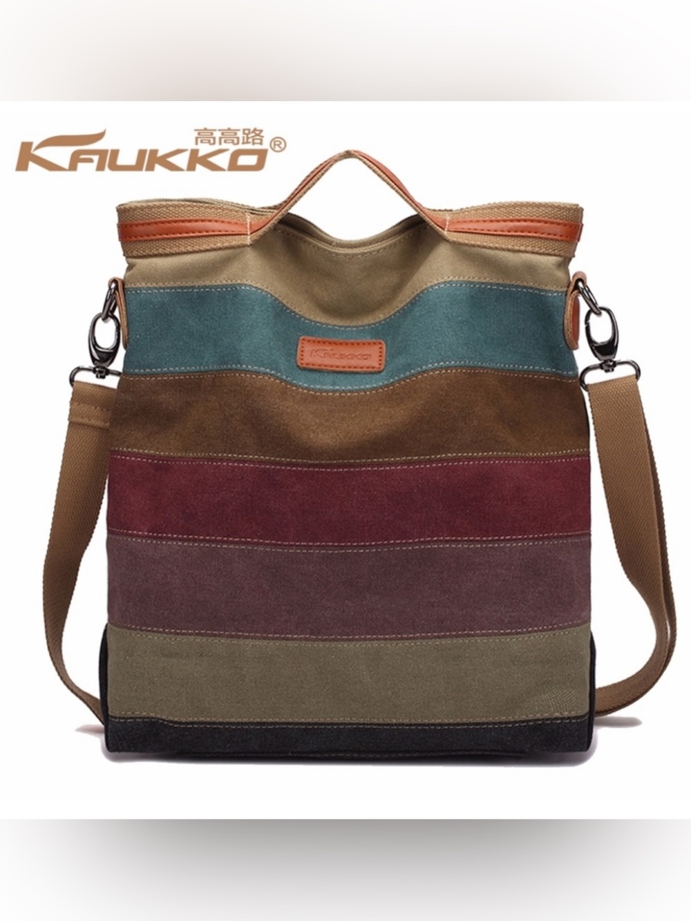 Kaukko Theideaman Striped Canvas Shoulder Crossbody Bag